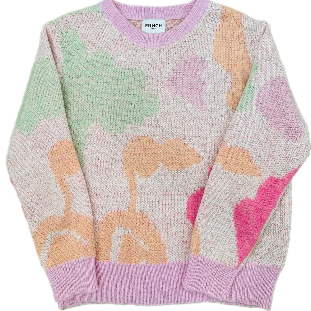 FRNCH Pastel Floral Crewneck Sweater - Pink, Mint, Peach